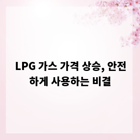 LPG 가스 가격 상승, 안전하게 사용하는 비결