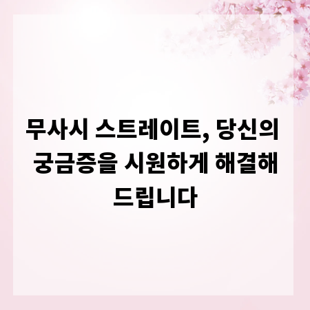 무사시 스트레이트, 당신의 궁금증을 시원하게 해결해드립니다