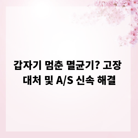갑자기 멈춘 멸균기? 고장 대처 및 A/S 신속 해결
