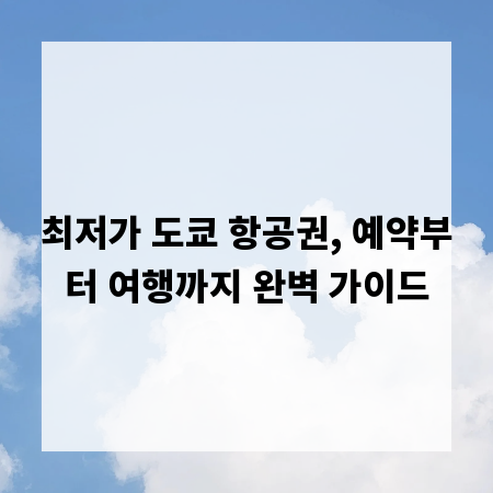 최저가 도쿄 항공권, 예약부터 여행까지 완벽 가이드