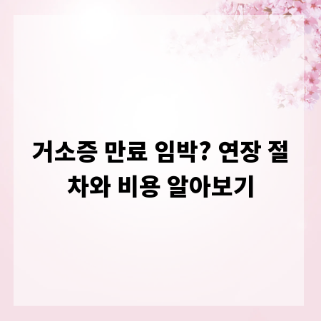 거소증 만료 임박? 연장 절차와 비용 알아보기
