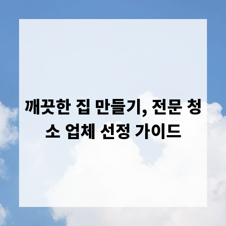 깨끗한 집 만들기, 전문 청소 업체 선정 가이드