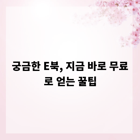 궁금한 E북, 지금 바로 무료로 얻는 꿀팁