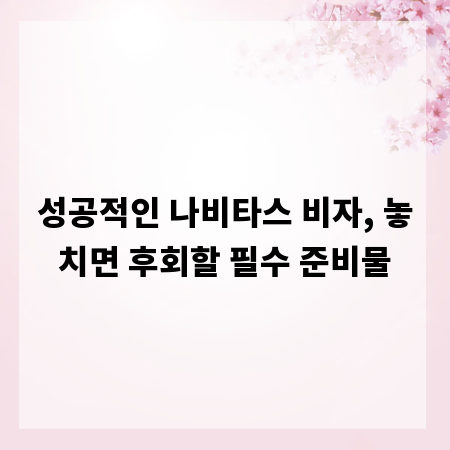 성공적인 나비타스 비자, 놓치면 후회할 필수 준비물